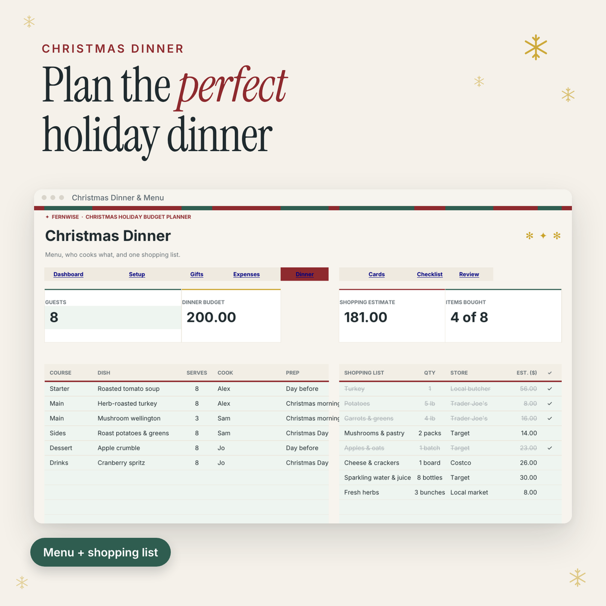 Christmas Holiday Budget Planner – Excel & Google Sheets