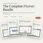 Complete Planner Bundle: Budget Planner, Debt Payoff Planner, Habit Tracker and Small Business Tracker spreadsheets