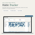 Habit Tracker spreadsheet for Excel and Google Sheets on a laptop