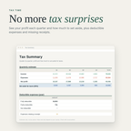 Quarterly tax summary with tax set-aside estimate and deductible expenses